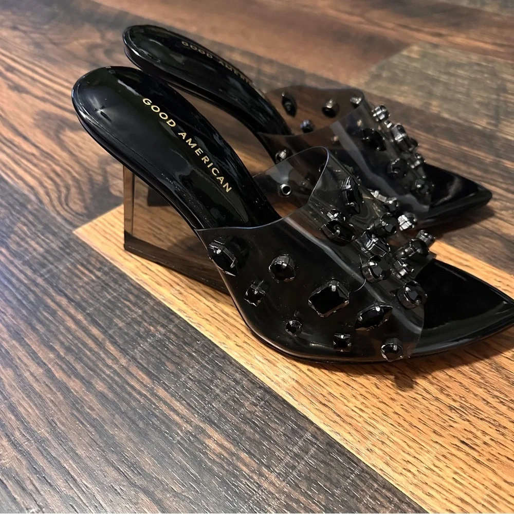 Good American Diamonds Forever Gem Wedge - Black Light Smoke size 9